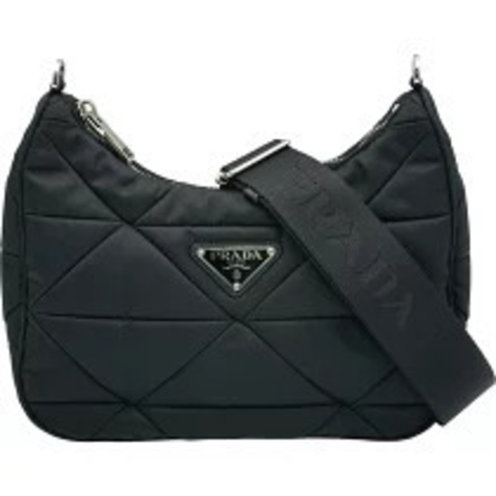 Prada black Tessuto shoulder bag enameled triangle logo